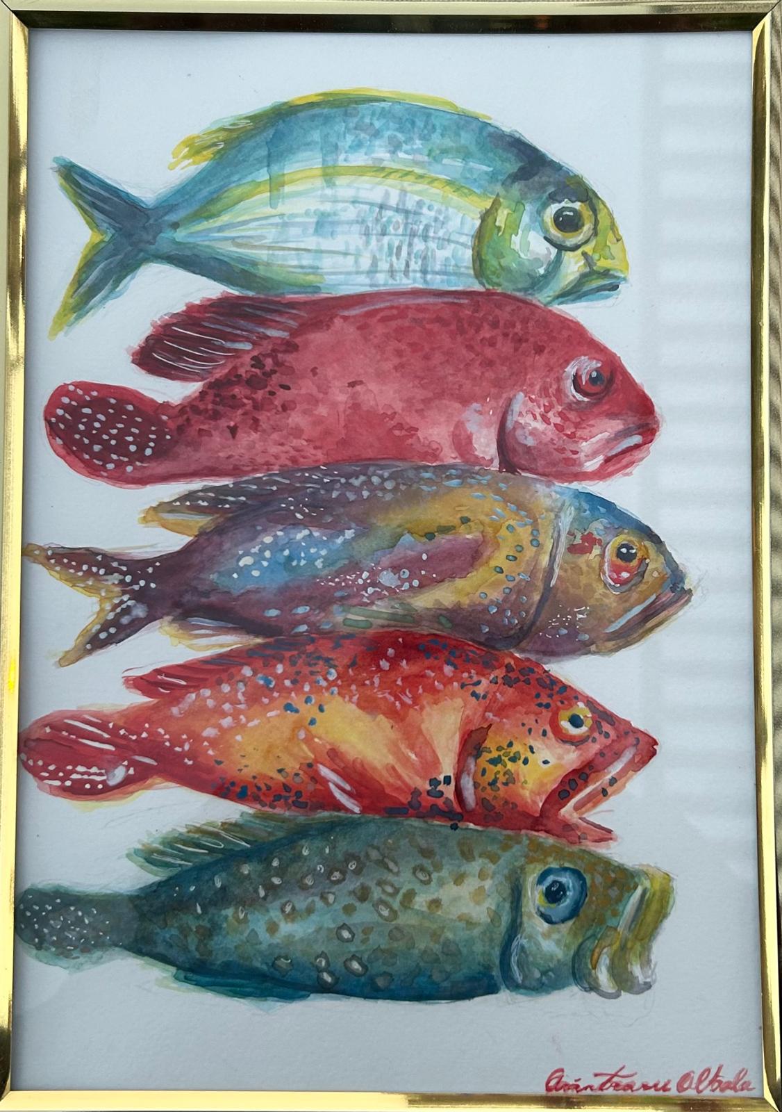 Cuadro de peces mediterráneos por Arántzazu Albala